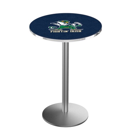 Holland Bar Stool Co 42" Stainless Steel Notre Dame Leprechaun Pub Table, 36" dia. Top L214S4236ND-Lep
